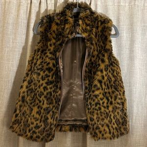J Crew Vest Women’s Size XS Cheetah Leopard Animal Faux Fur Print